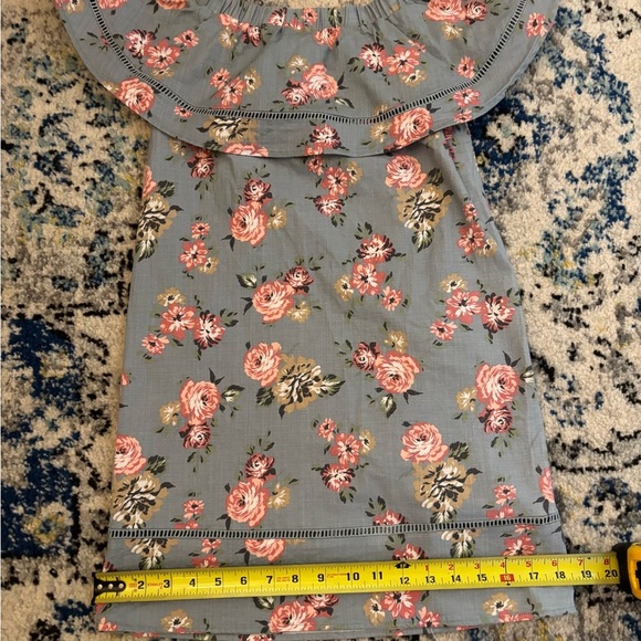 Floral Strapless Dress - Blue and Pink - Picture 5 of 7